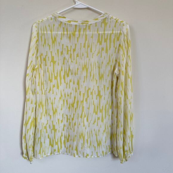Boden Amalfi Silk Blend Blouse V-neck Sz4 Long Sleeve Ruffle Collar Yellow - Picture 9 of 12